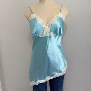 Beautiful Tiffany blue with white lace slip shirt